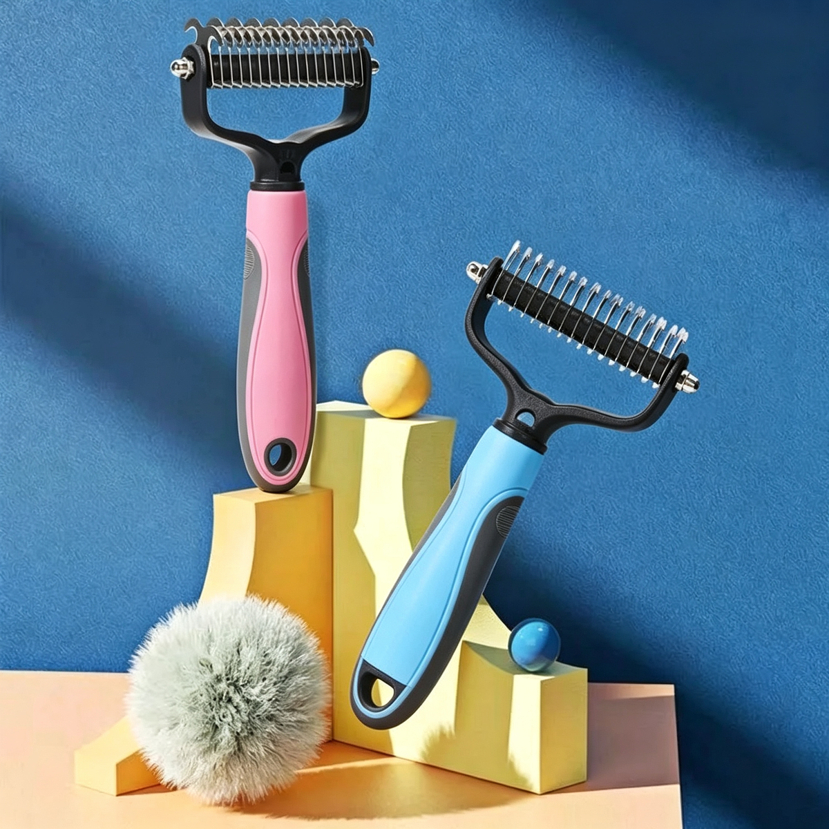Pet hair-removing, massaging and grooming comb