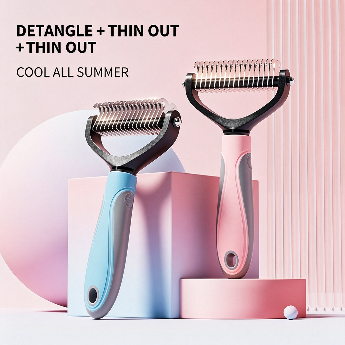 Pet hair-removing, massaging and grooming comb
