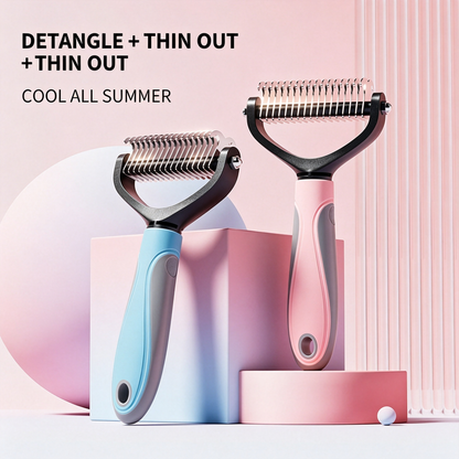 Pet hair-removing, massaging and grooming comb