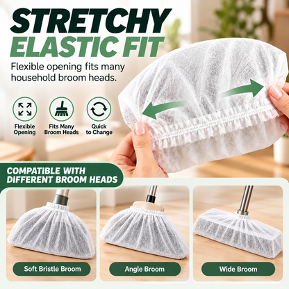 🧹 Disposable Broom Dust Cover – Elastic Cleaning Cover for Pet Hair, Dust & Everyday Floor Debris