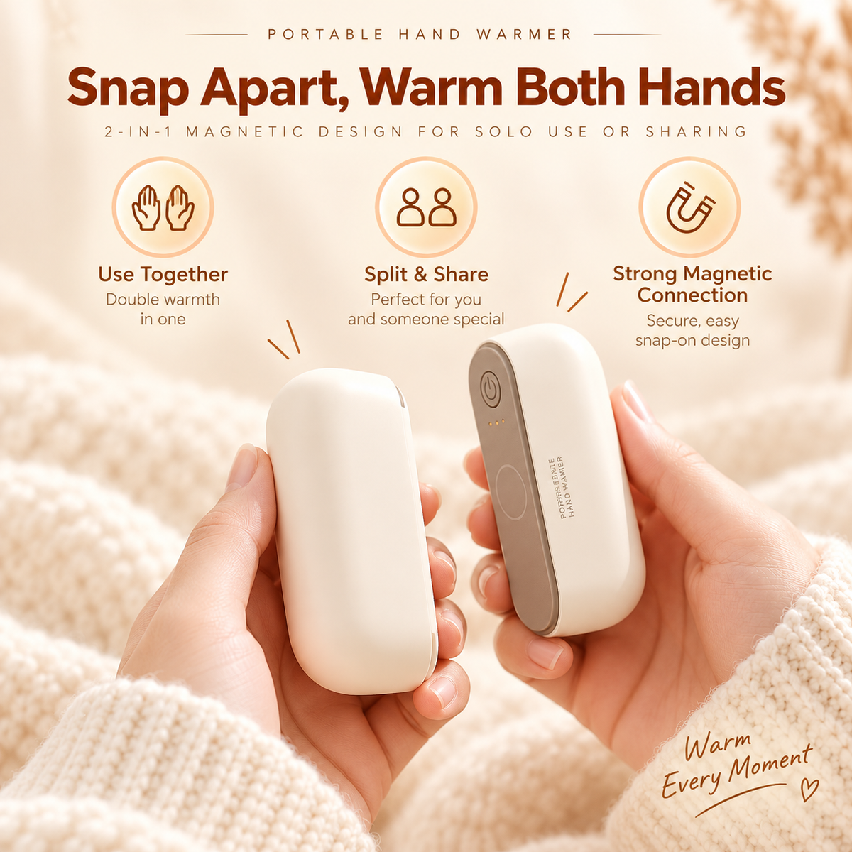 🔥 2-in-1 Magnetic Rechargeable Hand Warmers