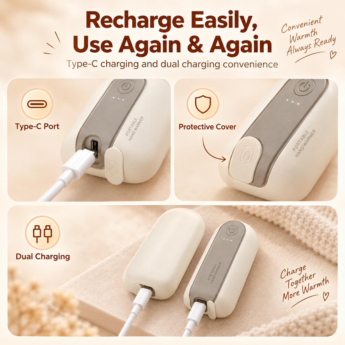 🔥 2-in-1 Magnetic Rechargeable Hand Warmers