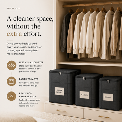 Spacious Moving Storage Bin, Zippered Organizer for Quilts & Clothes📦