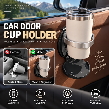 Multifunctional Foldable Car Door Cup Holder Large Diameter Drink and Water Bottle Storage Rack🚗🥤