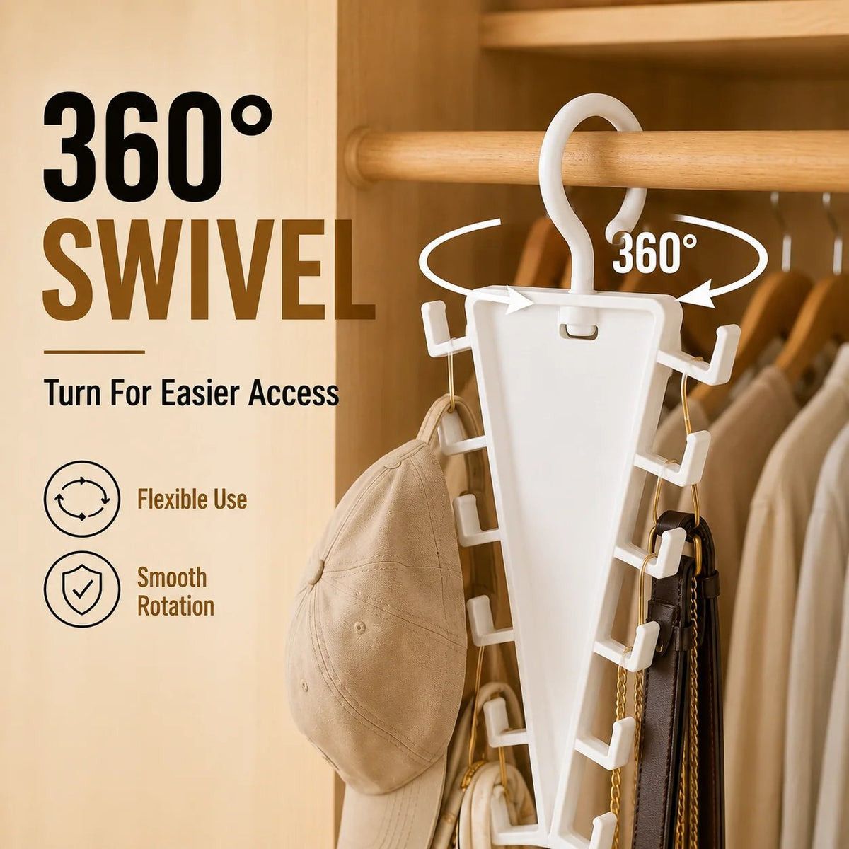 ✨ 12-Hook V-Shaped Closet Organizer – Save Space & Keep Accessories Tidy