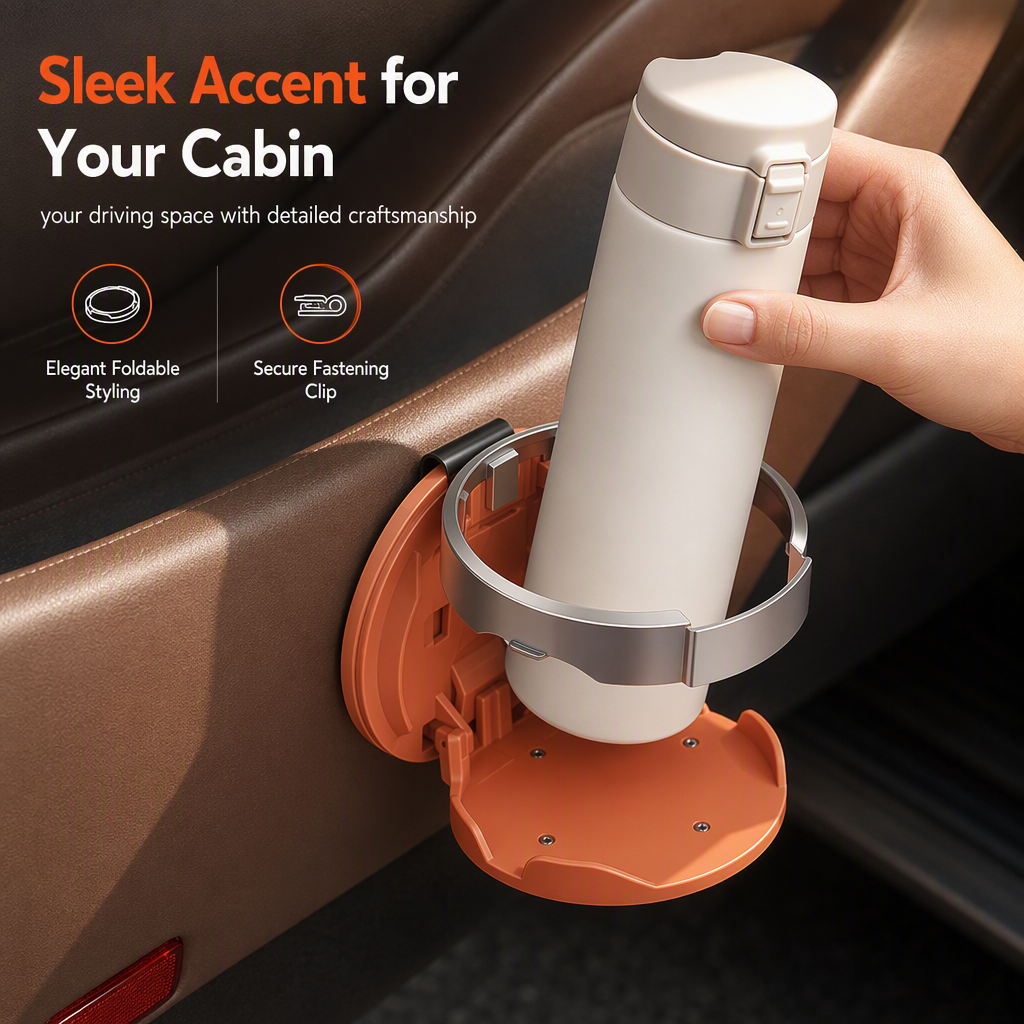 Multifunctional Foldable Car Door Cup Holder Large Diameter Drink and Water Bottle Storage Rack🚗🥤