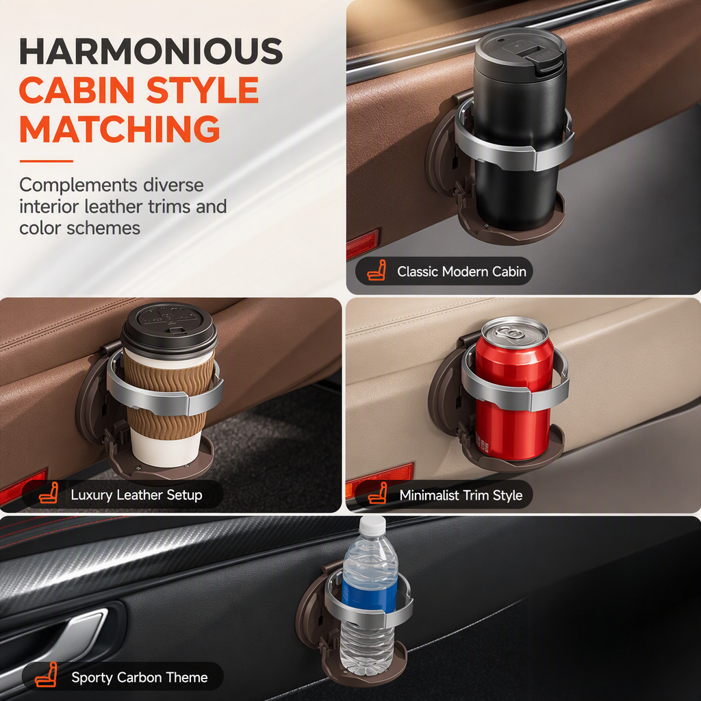 Multifunctional Foldable Car Door Cup Holder Large Diameter Drink and Water Bottle Storage Rack🚗🥤