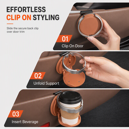 Multifunctional Foldable Car Door Cup Holder Large Diameter Drink and Water Bottle Storage Rack🚗🥤
