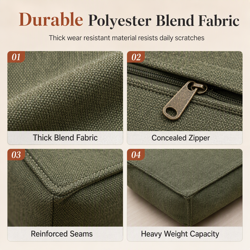 🪑 Storage Stool Cover – Fill With Clothes, 100kg Load, Wide Zipper, Washable ✨